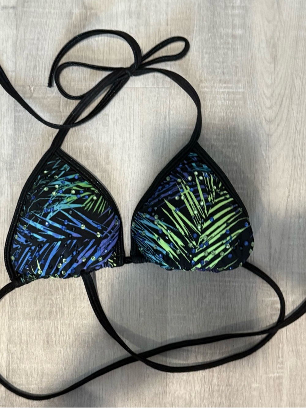 Angel competition bikinis posing suit Bikini in Navy & Green Palm print - Picture 2 of 10